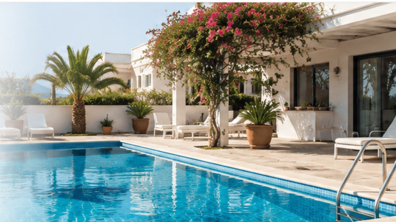 Clean swimming pool at a villa in Paphos Cyprus